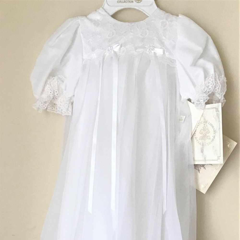 Little Things Mean a Lot Christening Baptism Organza Gown w Bonnet NEW w TAGS